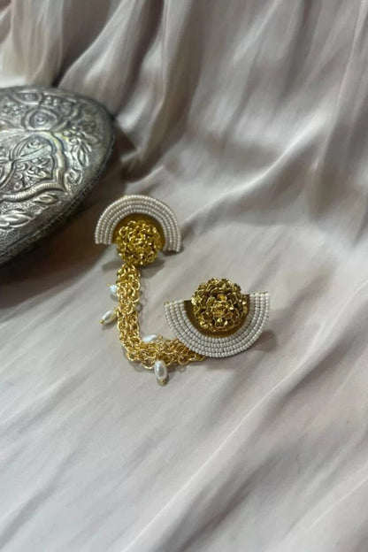 Marigold Gold Plated Pearl Chain Ring 