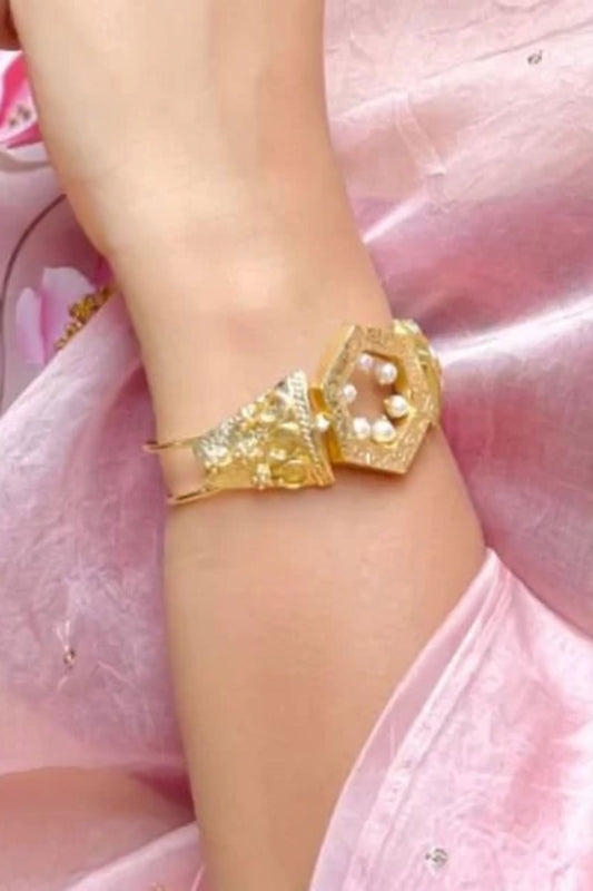 Hexagon Vintage Hexagon Pearl Embellished Vintage Bracelet 