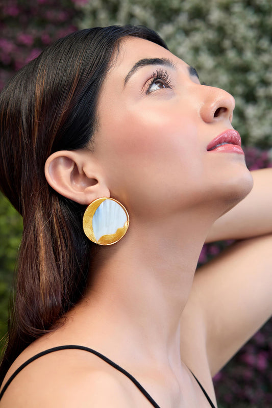 Moonlight Abstract Round Stud Earrings 