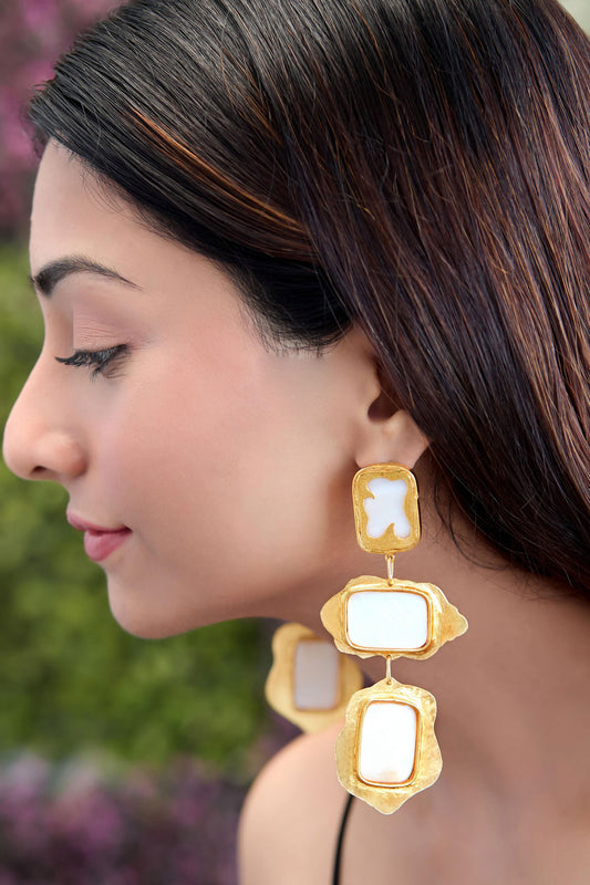Galaxy Textured Rectangle Drop Earrings 