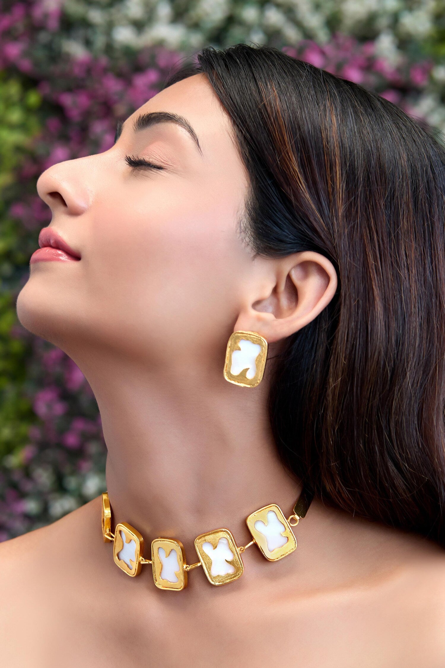 Galaxy Rectangle Motif Brass Choker 
