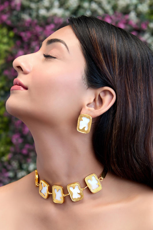Galaxy Rectangle Motif Brass Choker 