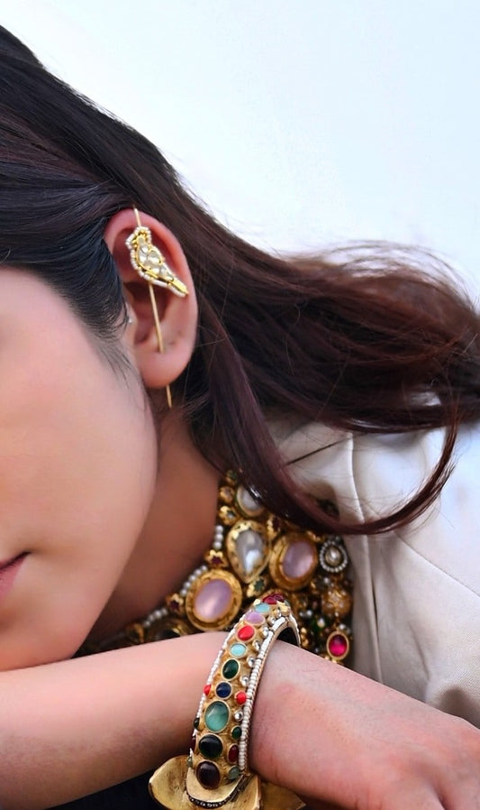 Parinda Gold Polki Bird Earcuffs 
