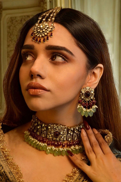 Noor Gulzar Ruby Necklace Set 