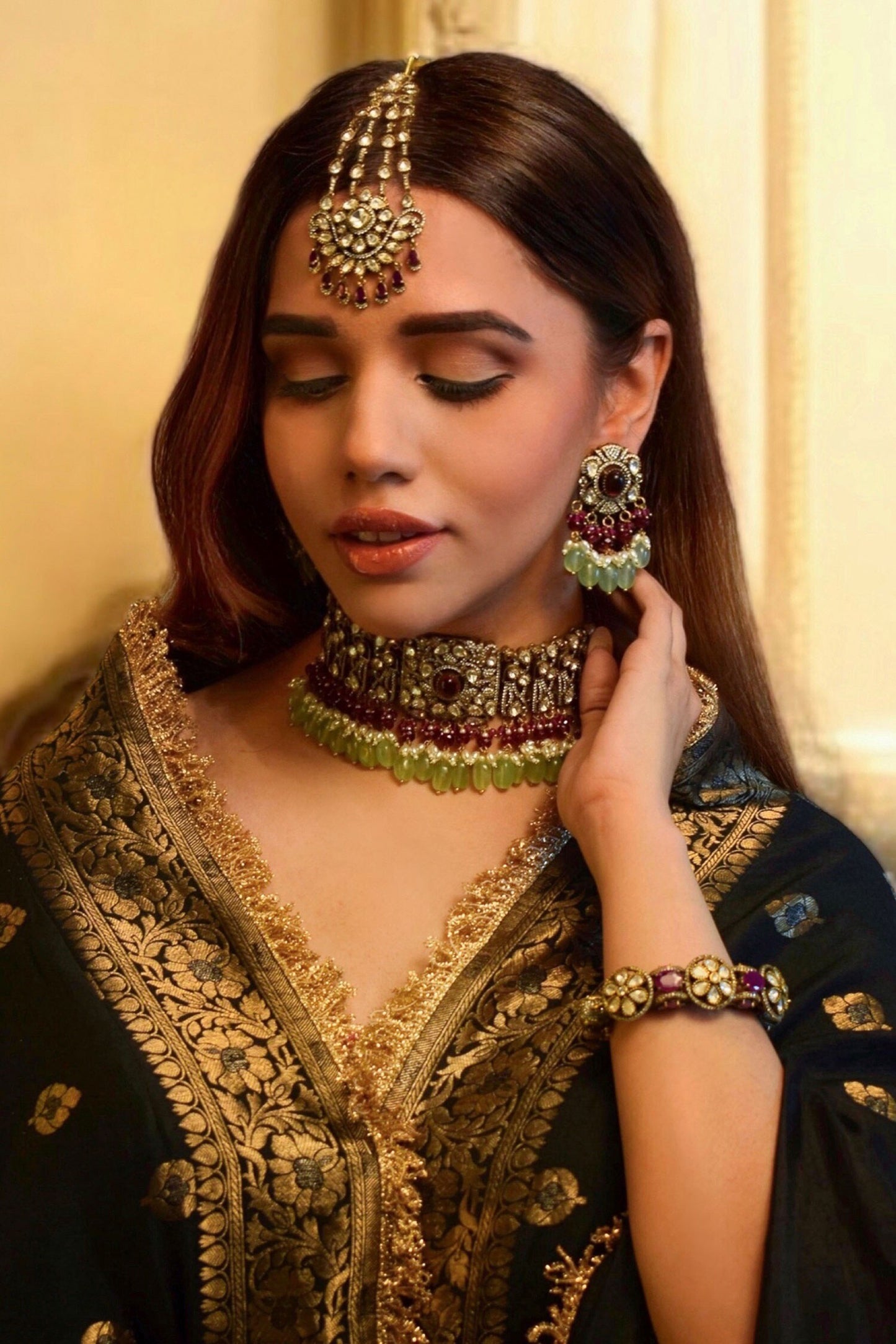 Noor Gulzar Ruby Necklace Set 