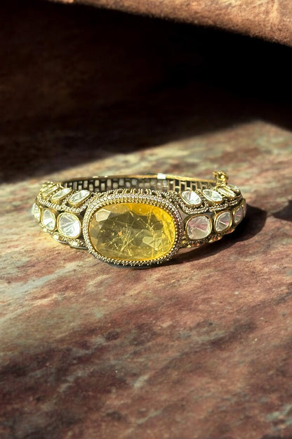 Soleil Regal Citrine Stone Embellished Clasp Bangle 
