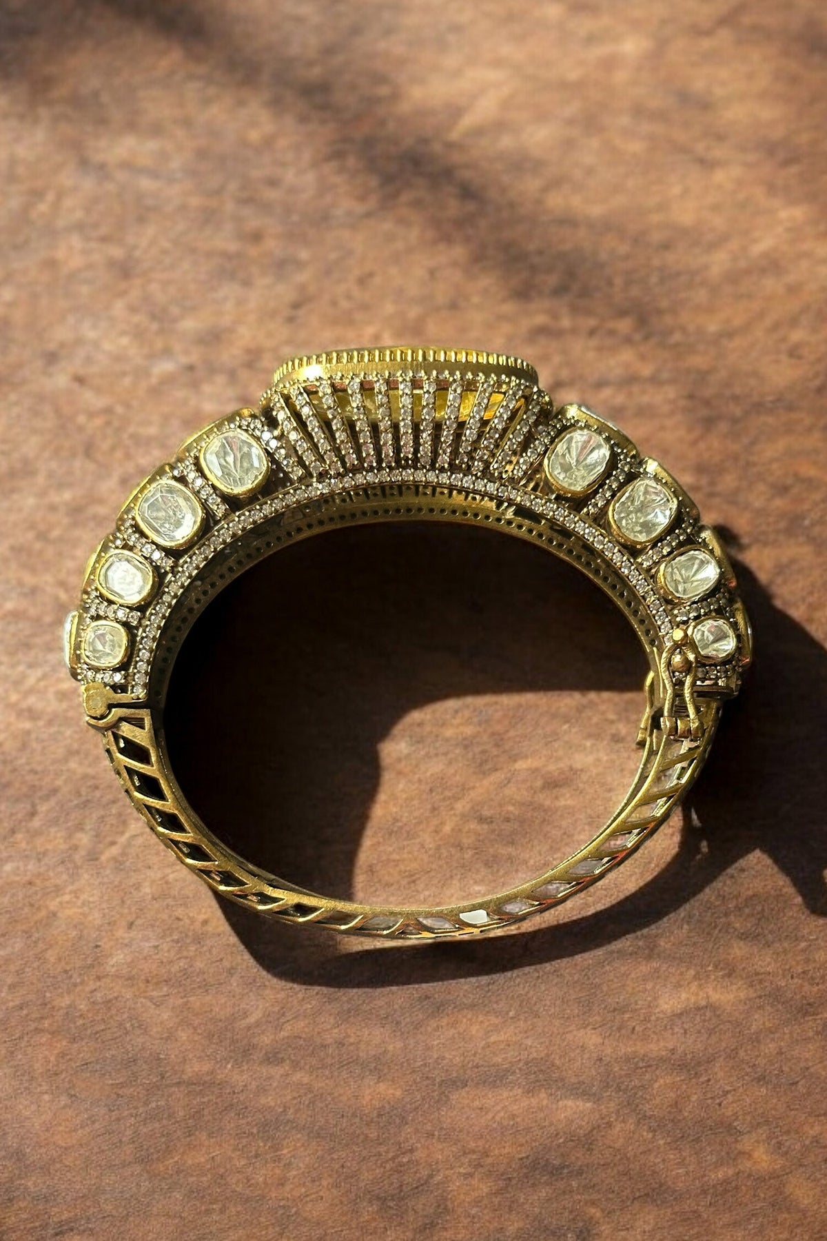 Soleil Regal Citrine Stone Embellished Clasp Bangle 
