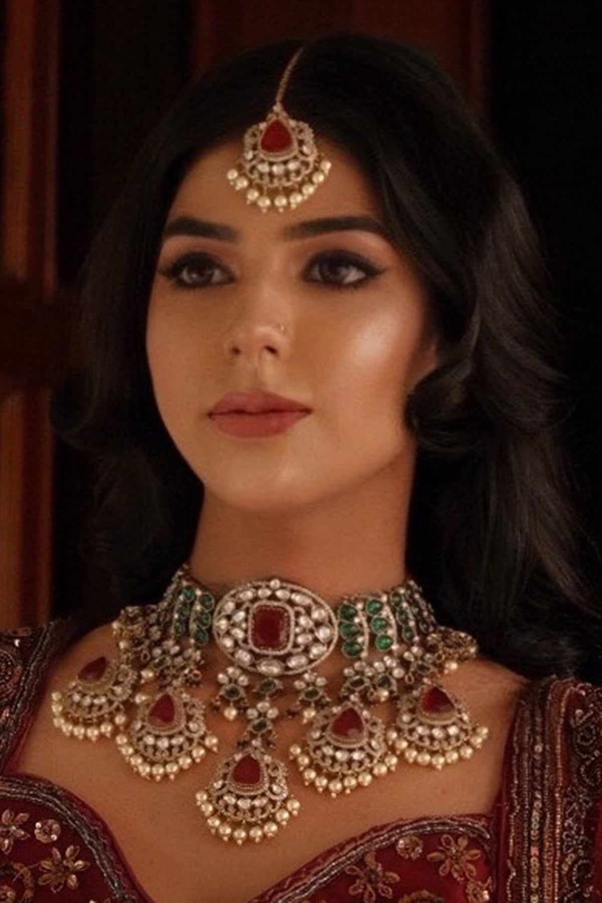 Crimson Rouge Embellished Necklace Set 