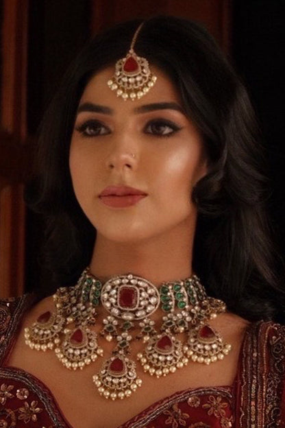 Crimson Rouge Embellished Necklace Set 