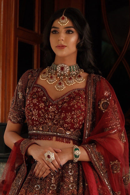 Crimson Rouge Embellished Necklace Set 