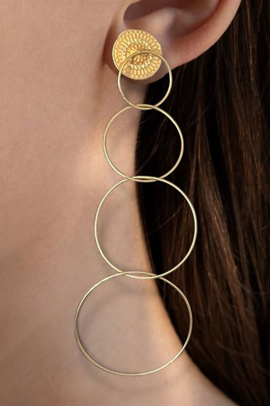 Celestia Gold Tone Circular Drop Earrings 