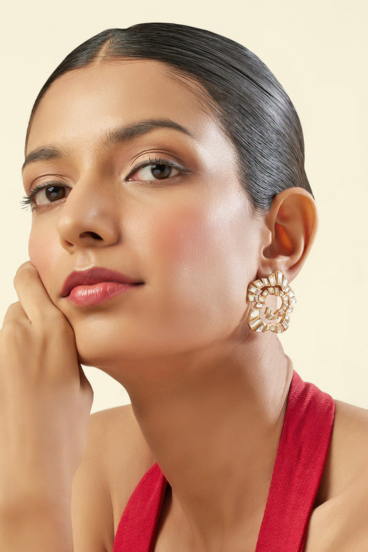 18Kt Gold Plated Santuario Spiral Stud Earrings 