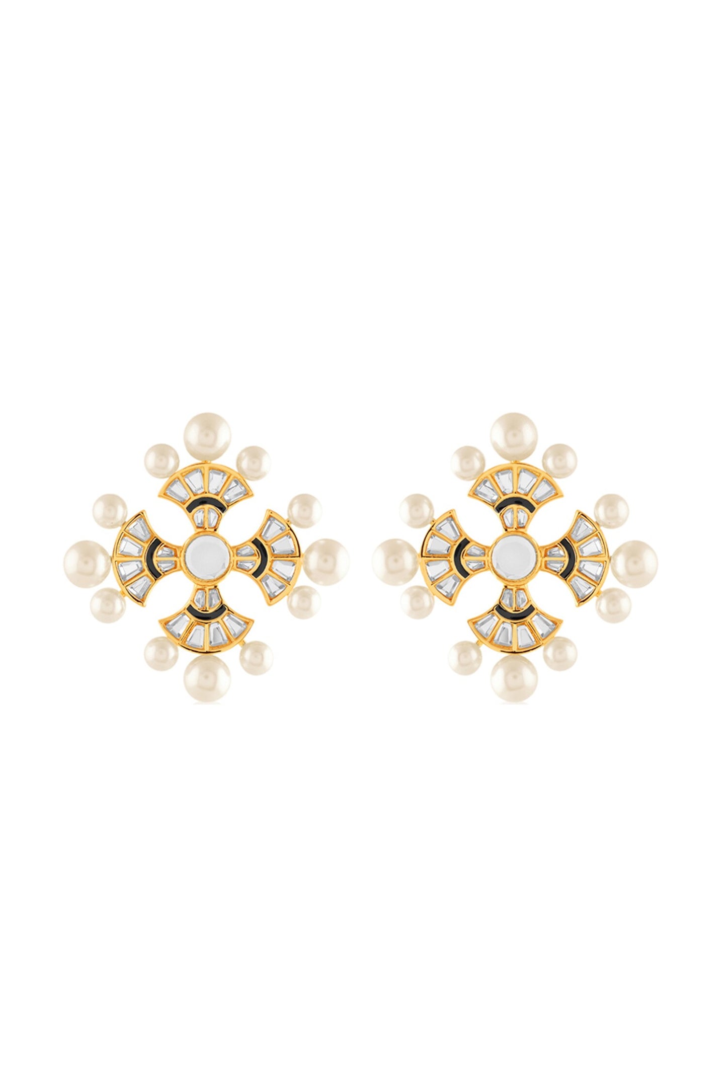 18Kt Gold Plated Sagrado Cross Stud Earrings 