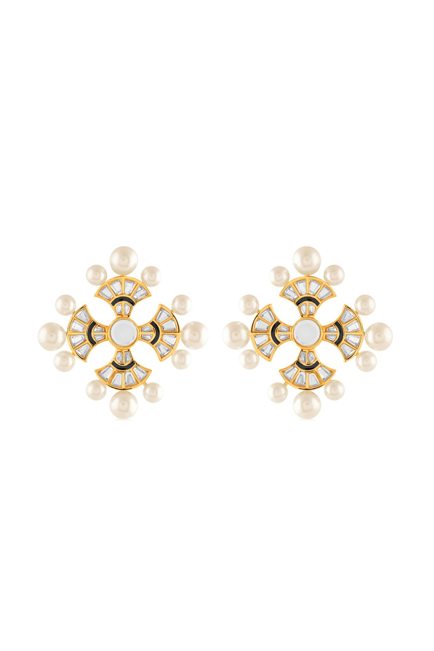 18Kt Gold Plated Sagrado Cross Stud Earrings 