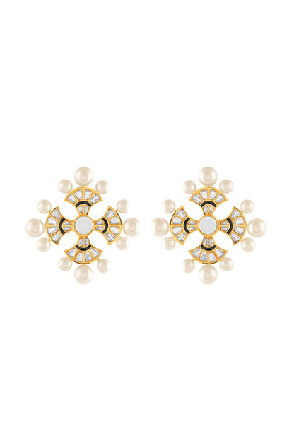 18Kt Gold Plated Sagrado Cross Stud Earrings 