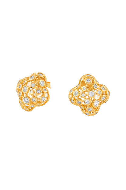 18Kt Gold Plated Fino Statement Stud Earrings 