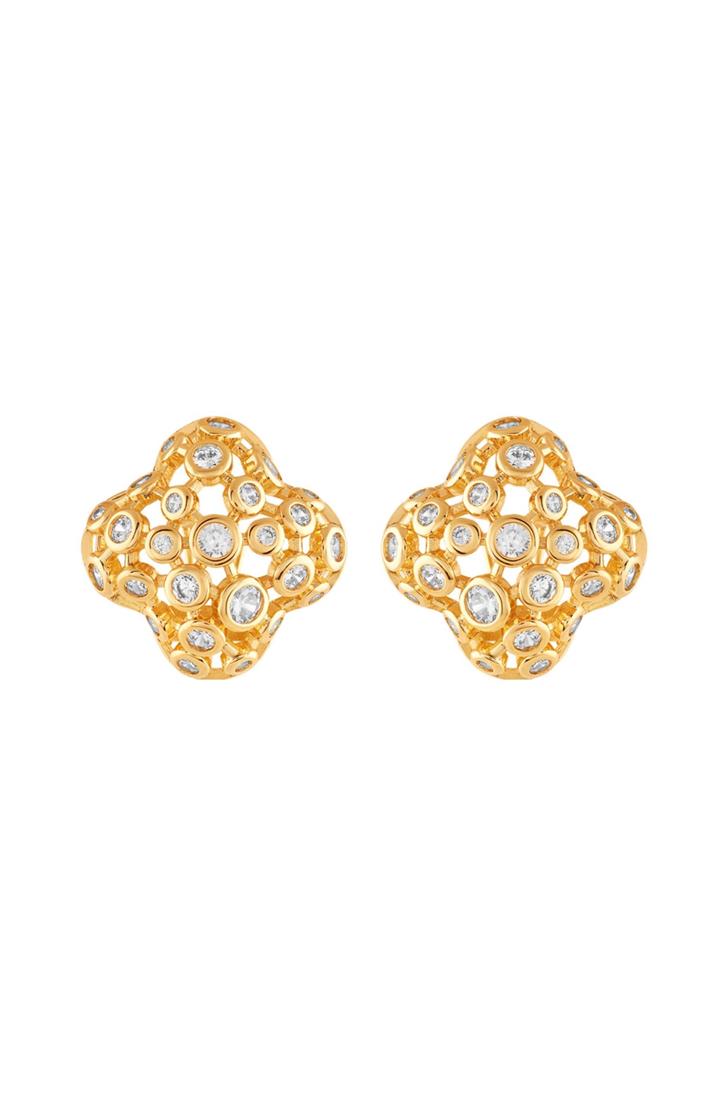 18Kt Gold Plated Fino Statement Stud Earrings 