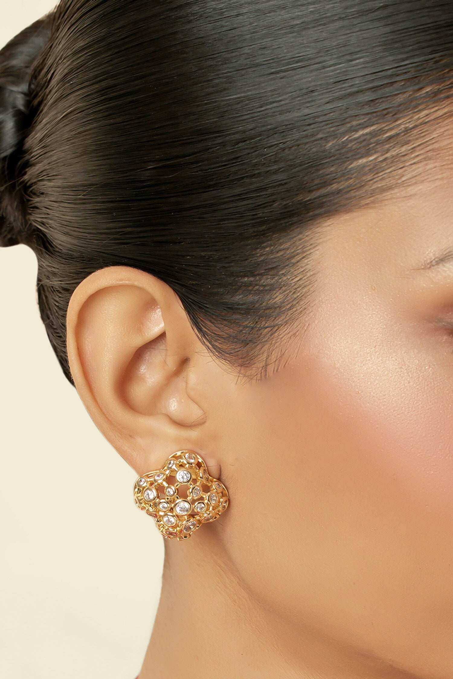 18Kt Gold Plated Fino Statement Stud Earrings 