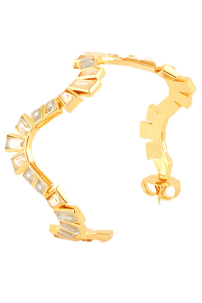 18Kt Gold Plated Divino Wavy Hoop Earrings 