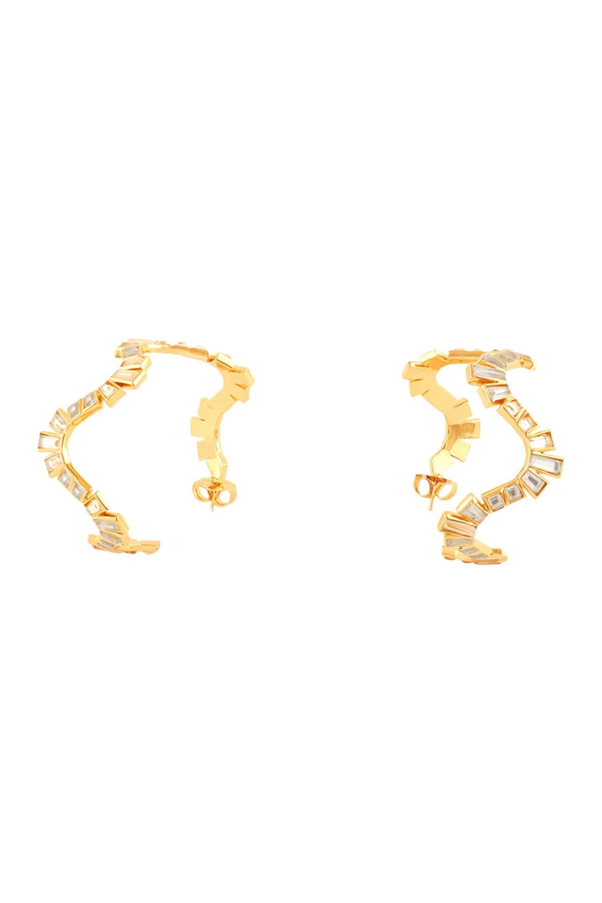 18Kt Gold Plated Divino Wavy Hoop Earrings 