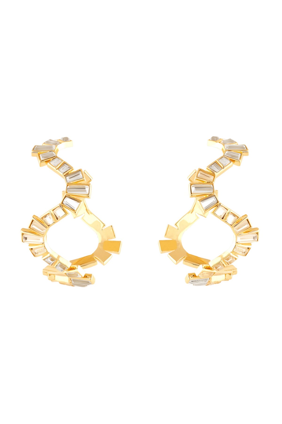 18Kt Gold Plated Divino Wavy Hoop Earrings 