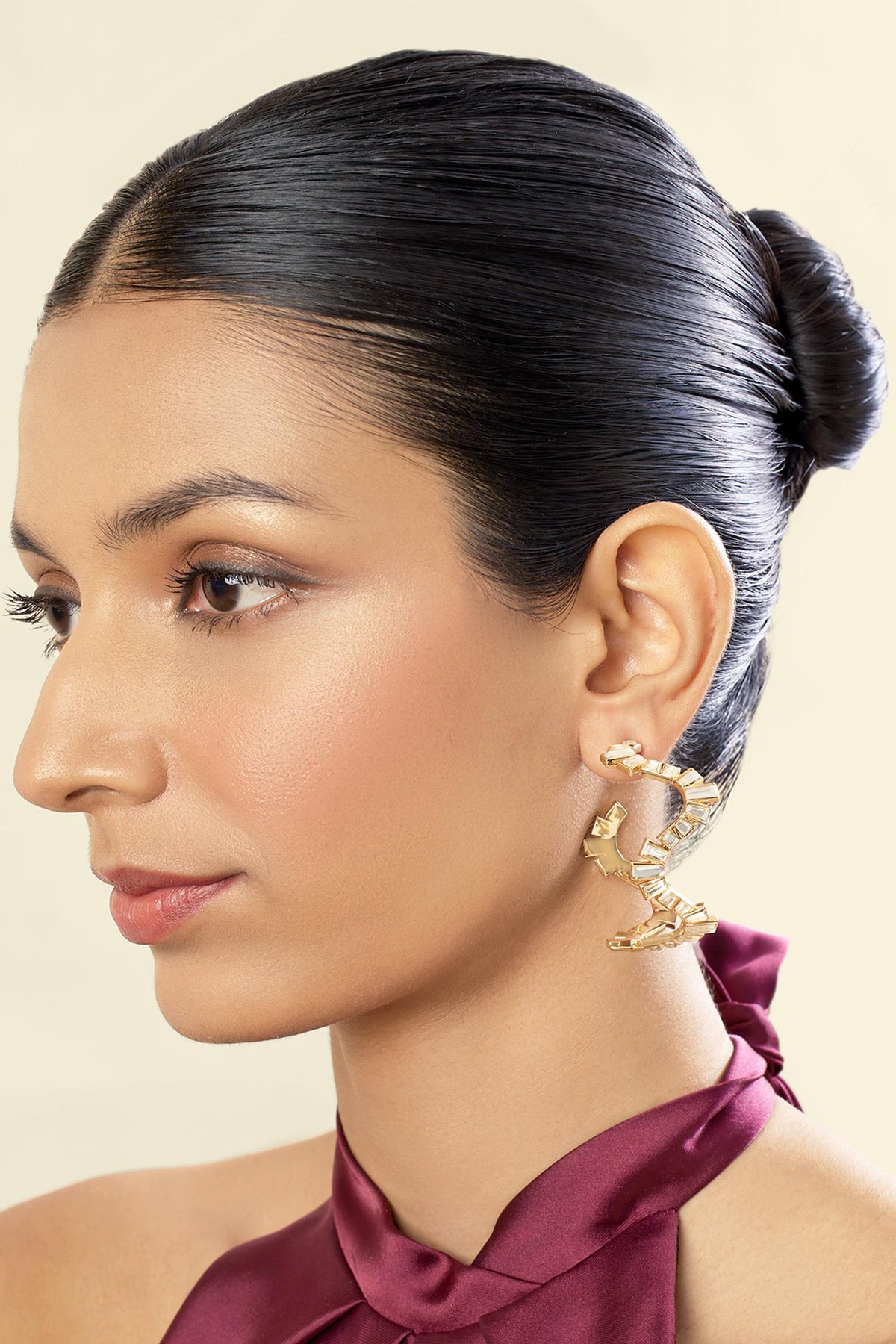 18Kt Gold Plated Divino Wavy Hoop Earrings 
