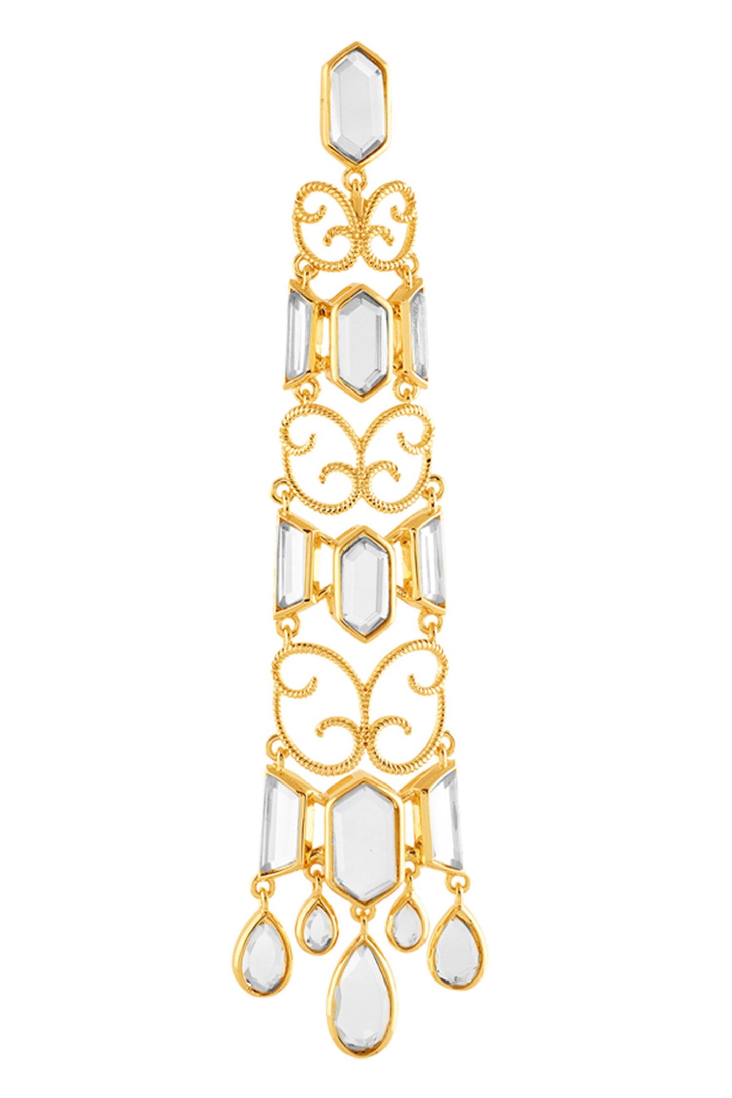 18Kt Gold Plated Vento Statement Dangler Earrings 