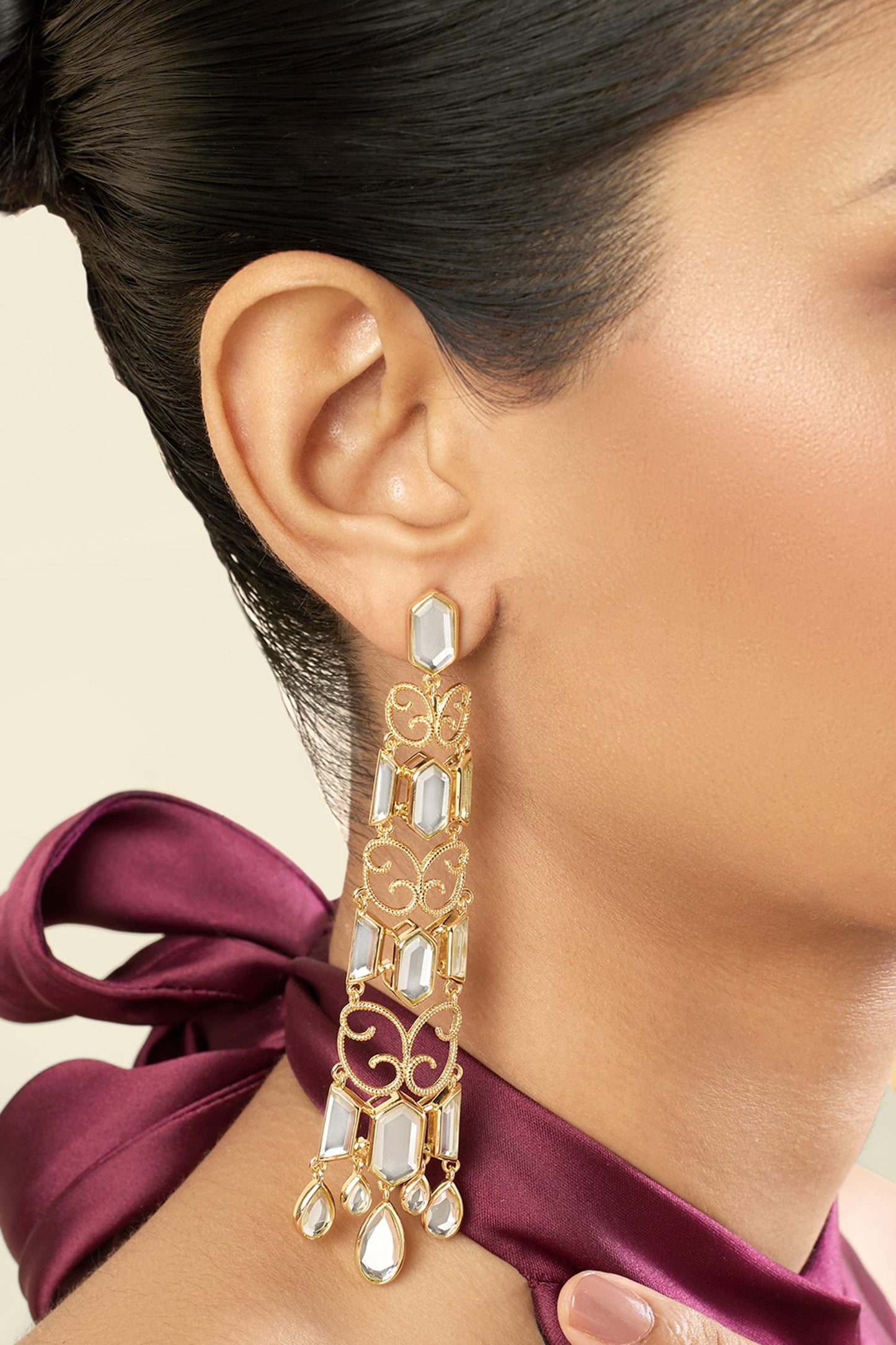 18Kt Gold Plated Vento Statement Dangler Earrings 