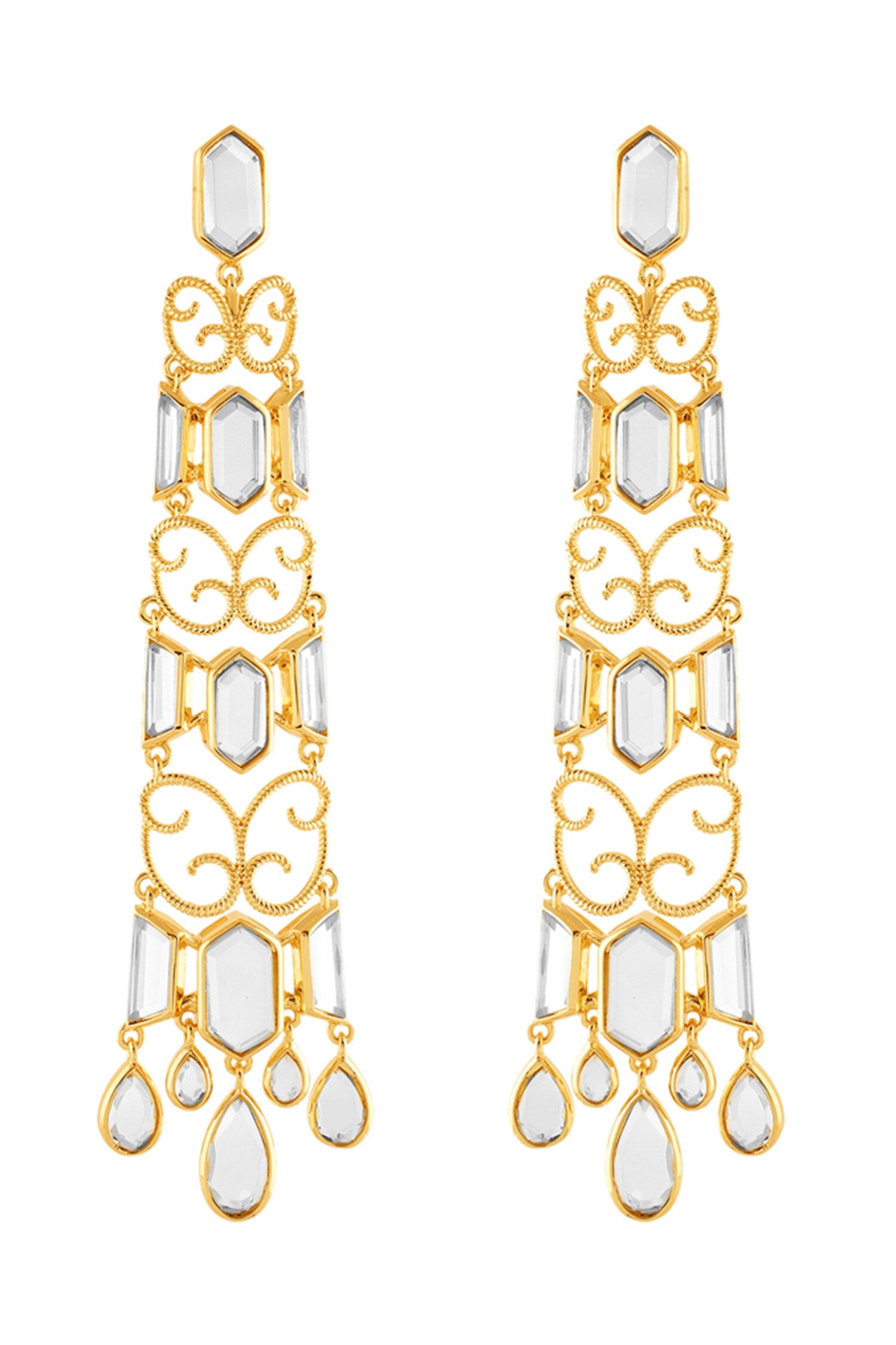 18Kt Gold Plated Vento Statement Dangler Earrings 