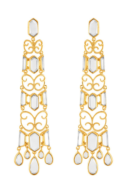 18Kt Gold Plated Vento Statement Dangler Earrings 