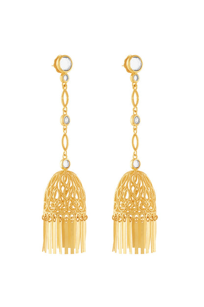 18Kt Gold Plated Calcada Statement Jhumkas 