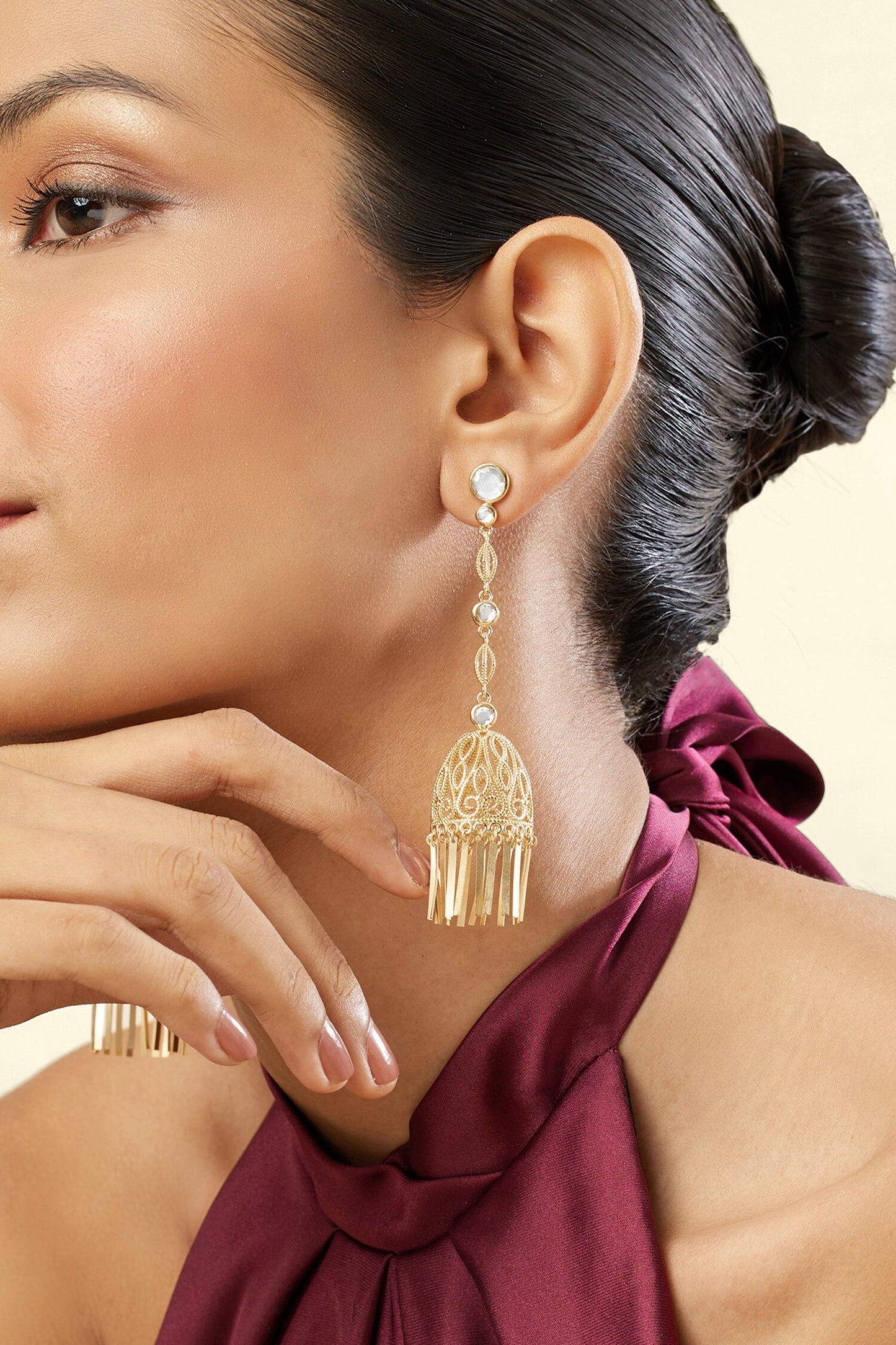 18Kt Gold Plated Calcada Statement Jhumkas 