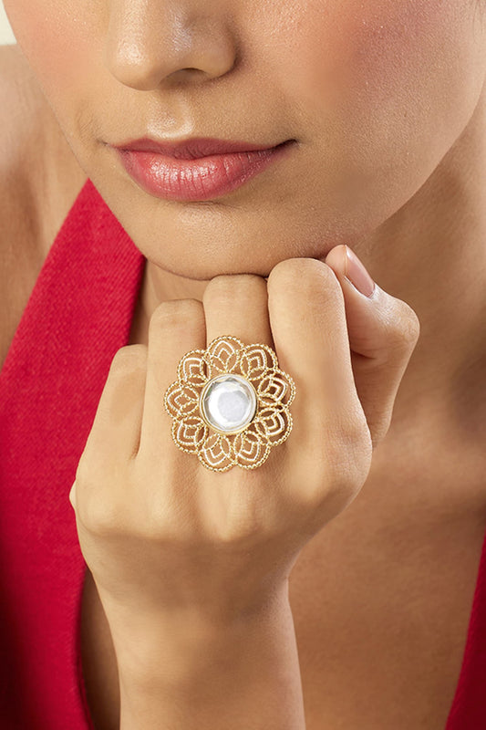 18Kt Gold Plated Mosteiro Statement Ring 