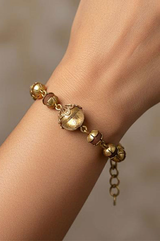 Floral Wooden Bead Bracelet 
