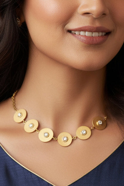 Disc Crystal Necklace 