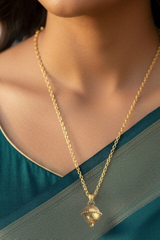Engraved Ball Pendant Necklace 