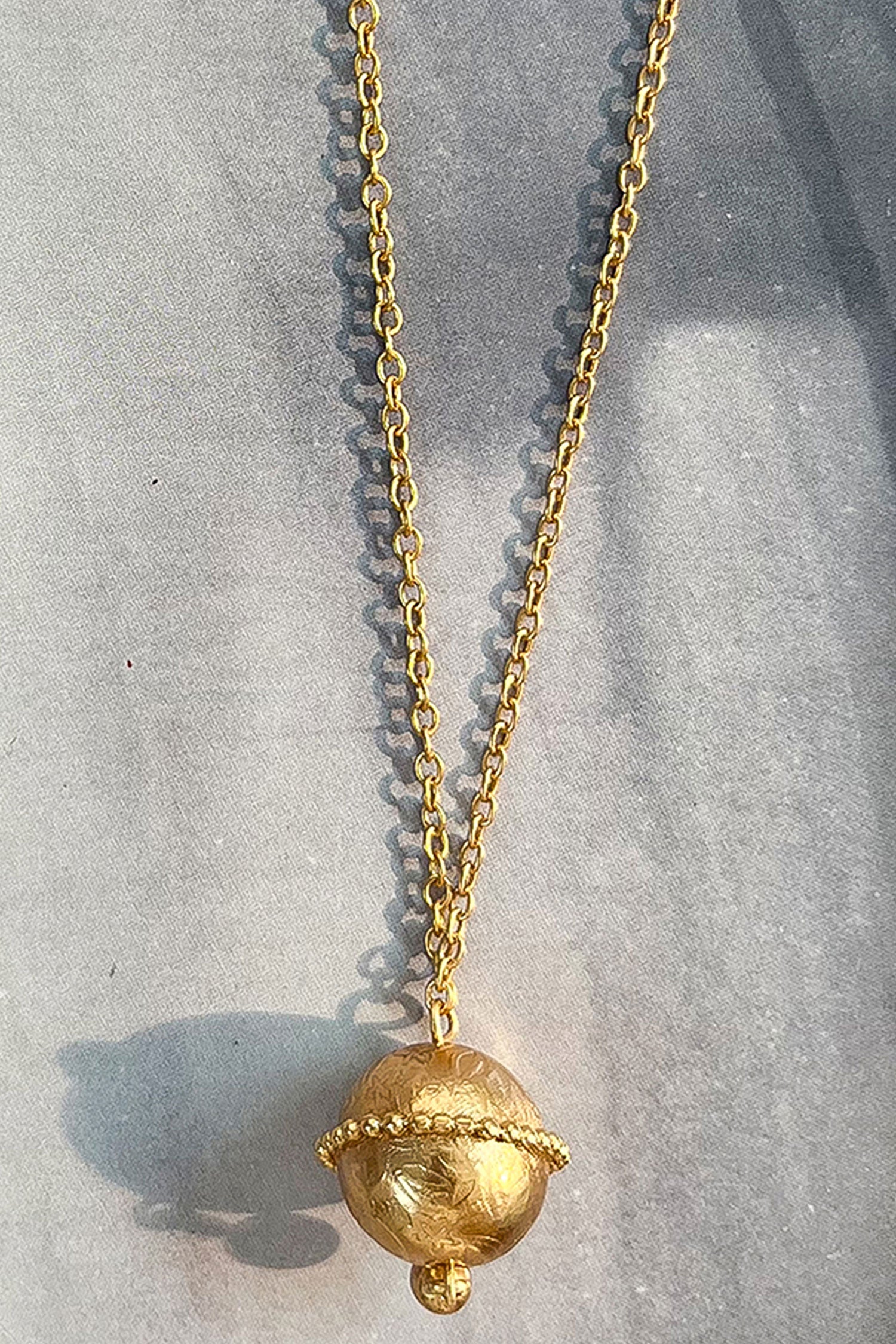 Engraved Ball Pendant Necklace 