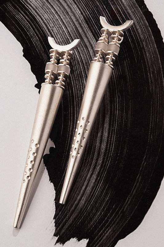 Candlelight Duet Silver Plated Spike Earrings 