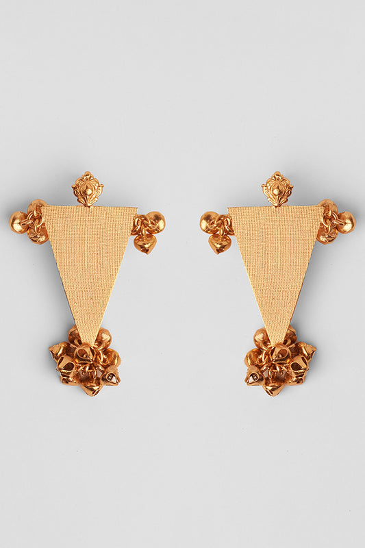 Stamp & Triangle Ghungroo Drop Earrings 