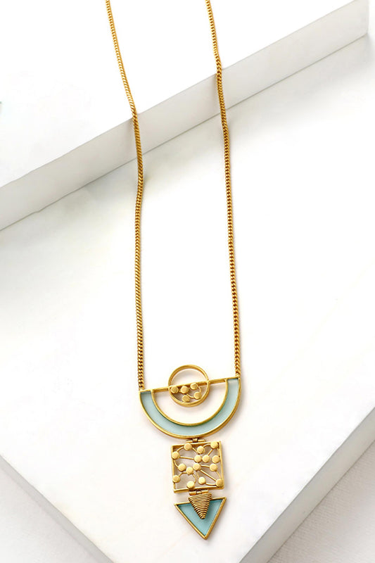 Acrylic Arc & Dotted Semi Circular Pendant Necklace 