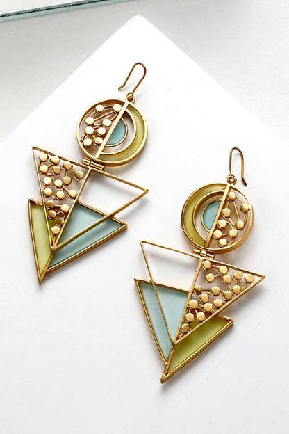 Split Circular Triangle Drop Earrings 