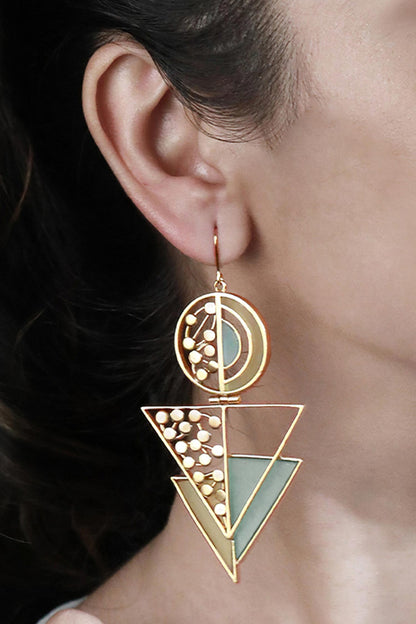 Split Circular Triangle Drop Earrings 