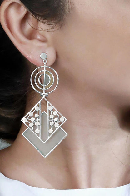 Split Dotted  & Acrylic Rhombus Drop Earrings 