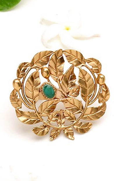 Green Crystal Rose Vine Ring 