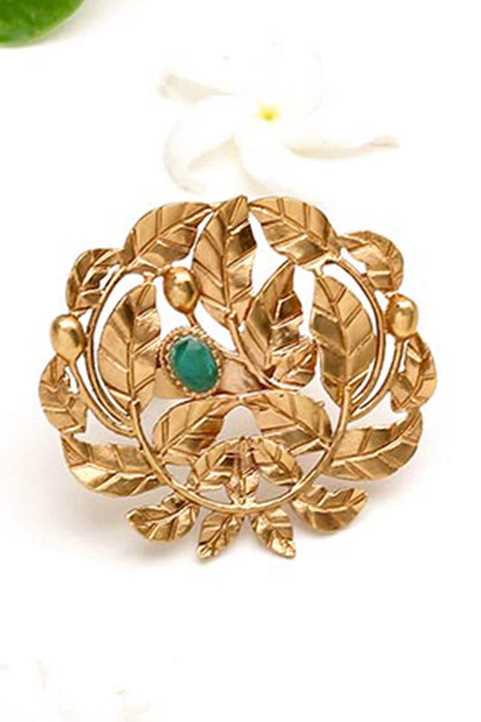 Green Crystal Rose Vine Ring 