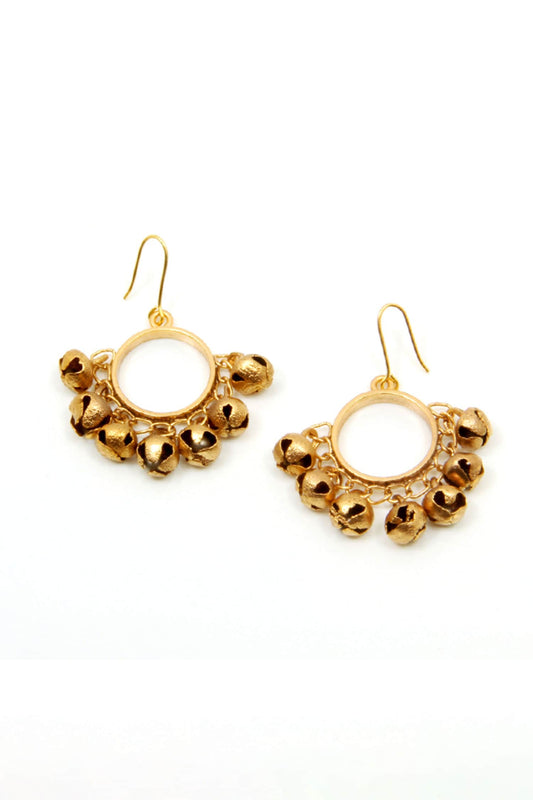 Ghungroo Hanging Gold Plated Round Earrings 