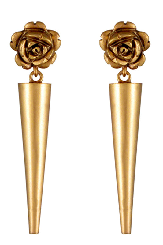 Gold Plated 3D Rose & Small Poke Earrings 