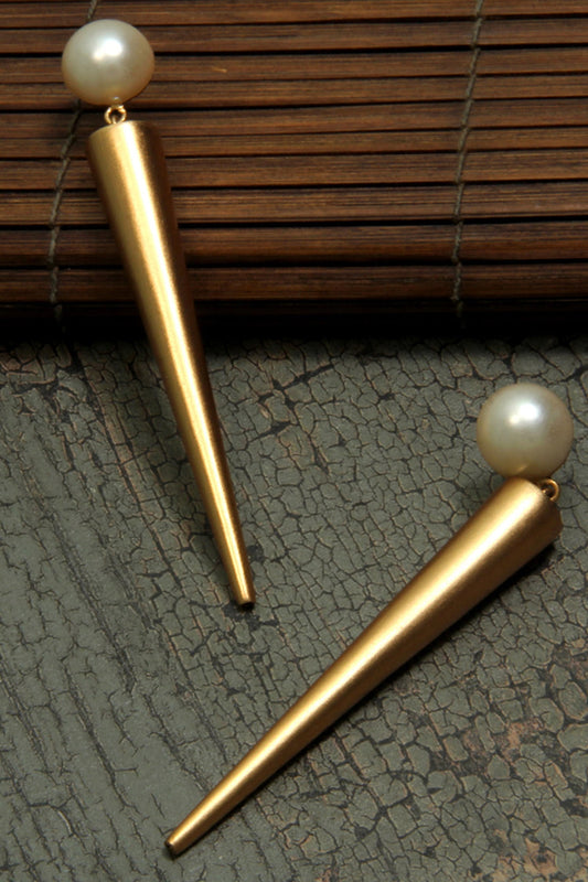 Gold Plated Half Pearl & Poke Earrings 