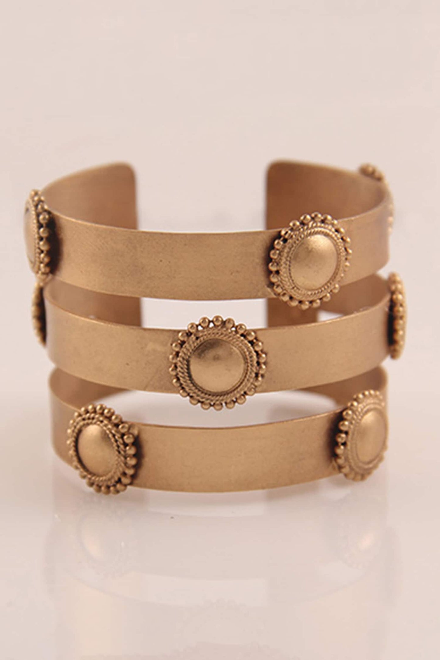 Gold Plated 3 Strip 9 Chakra Cuff 