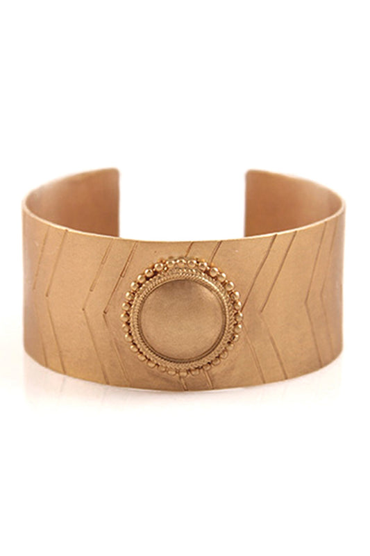 Gold Plated Surya Chakra Hand Cuff 